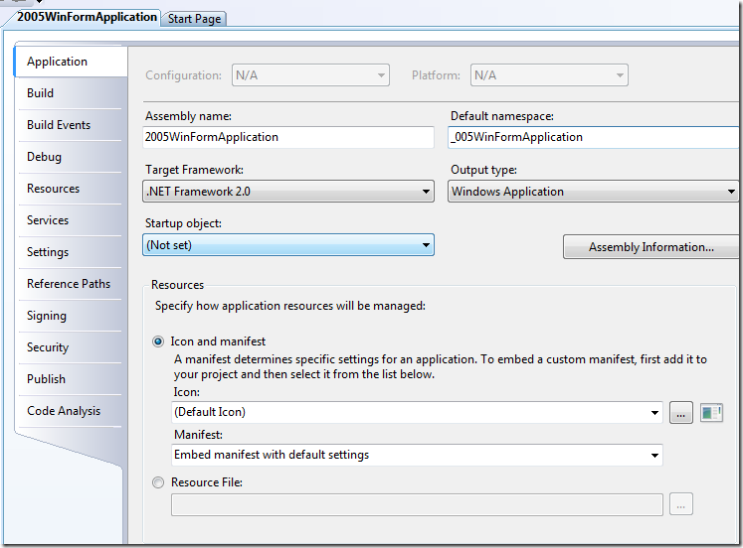 2005WinFormApplication - Microsoft Visual Studio