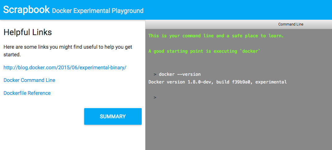 Docker experimental binary on Scrapbook