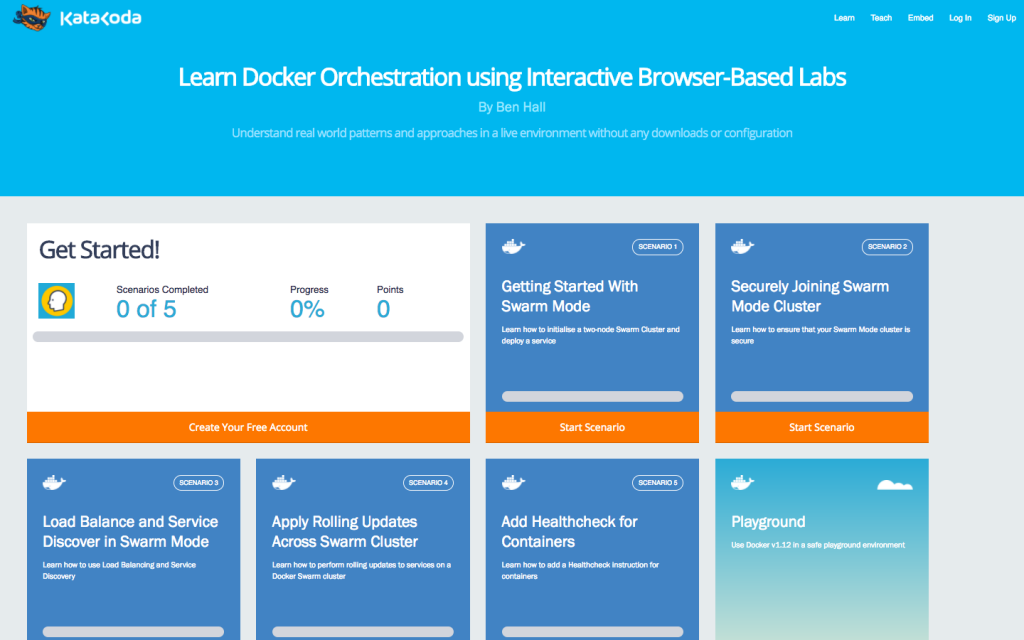 Learn Docker 1.12 and Swarm Mode Interactively with Katacoda – Ben Hall ...